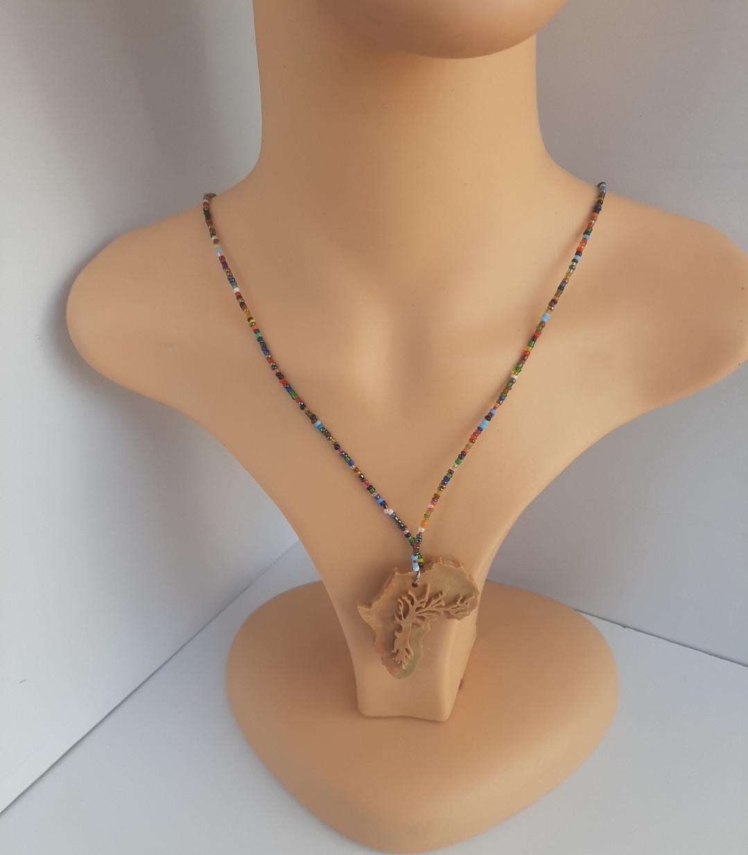 Beige African Plastic Necklace