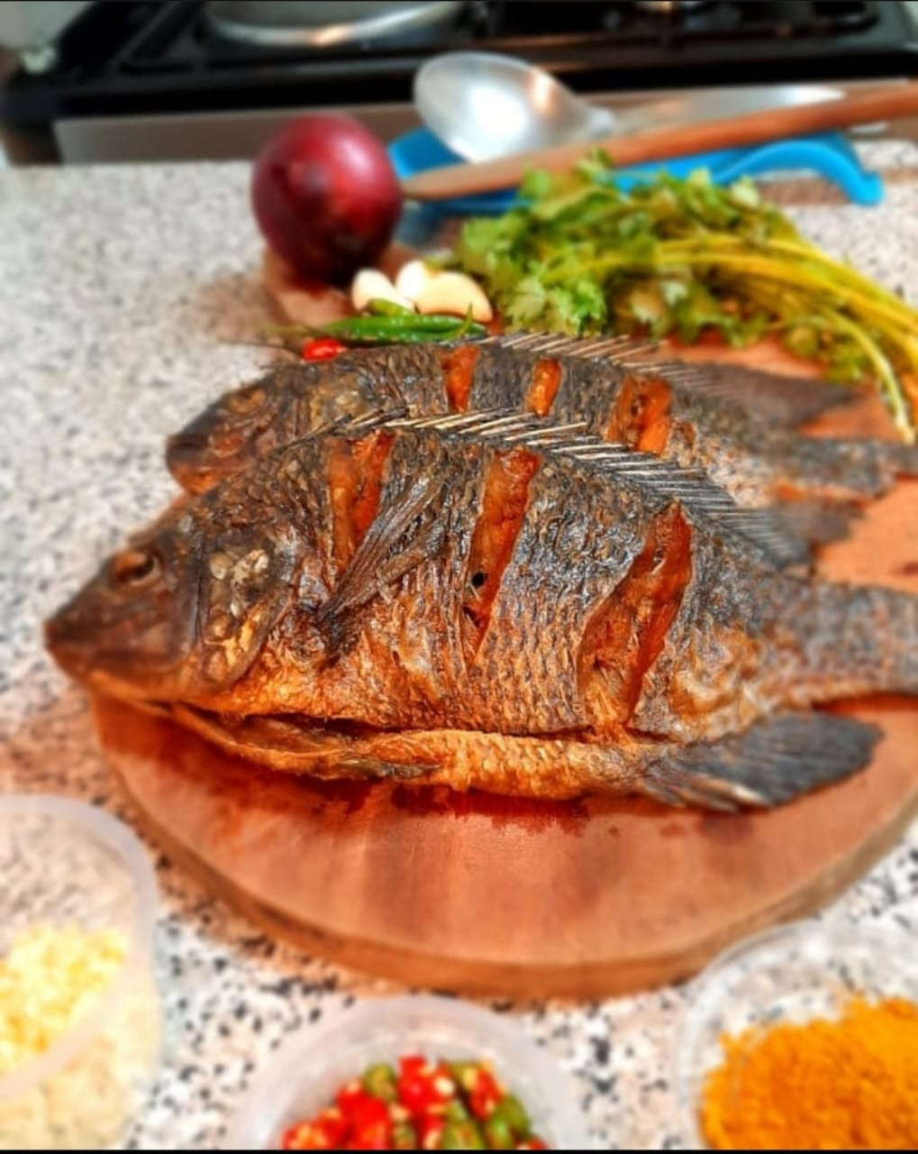 Plain deep fried tilapia