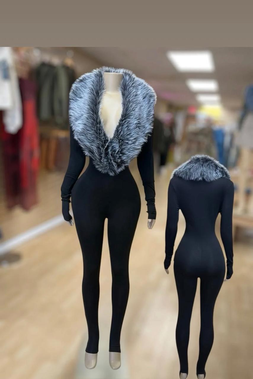 Fur Necked Jumpsuit