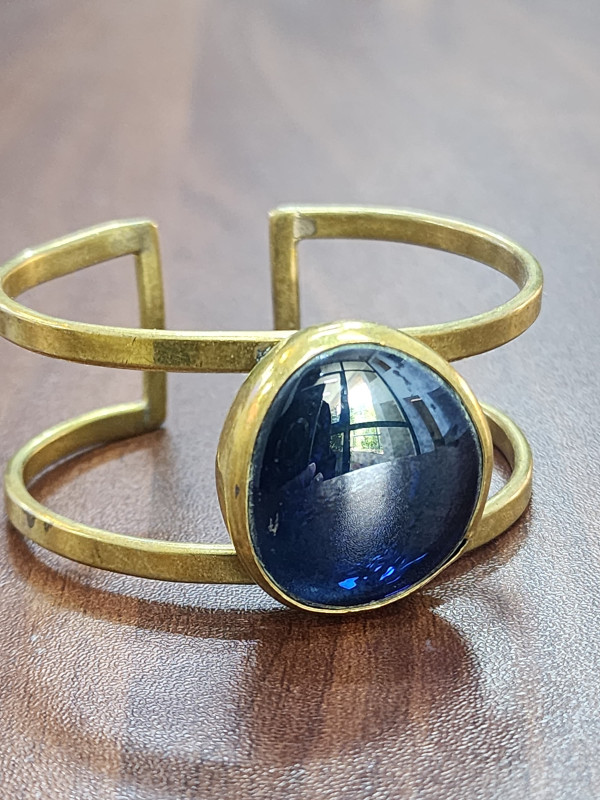 Glass Bead Brass Bangle