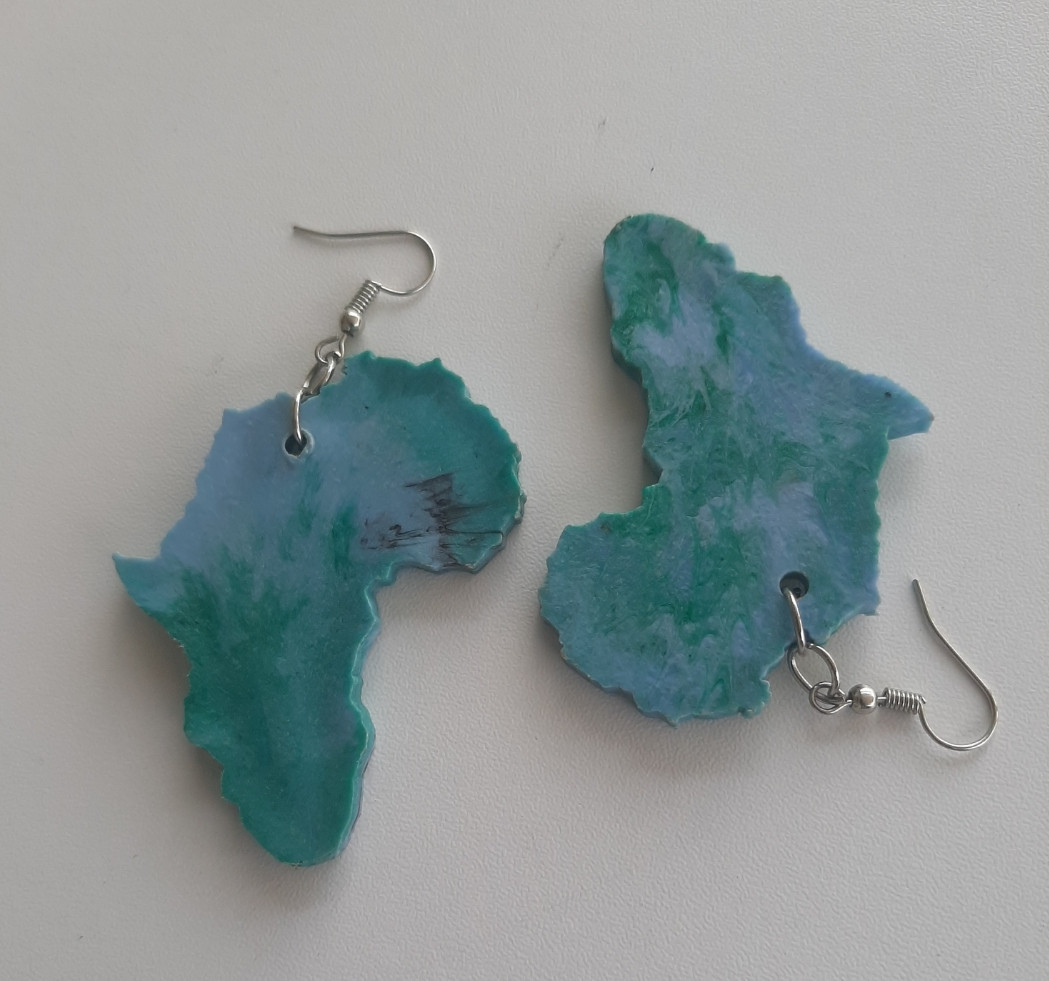 Blue African Plastic Earrings
