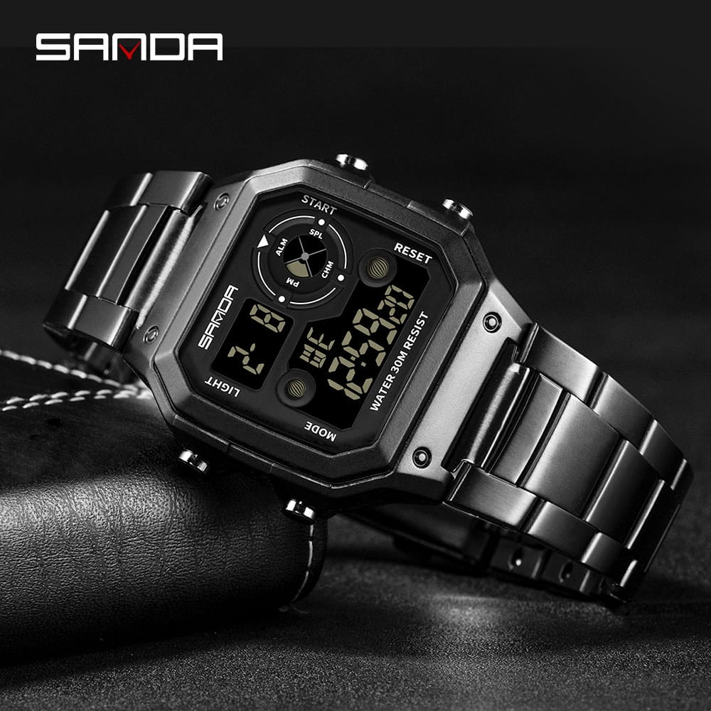 Sanda Gents Digital Watch 408 - Black
