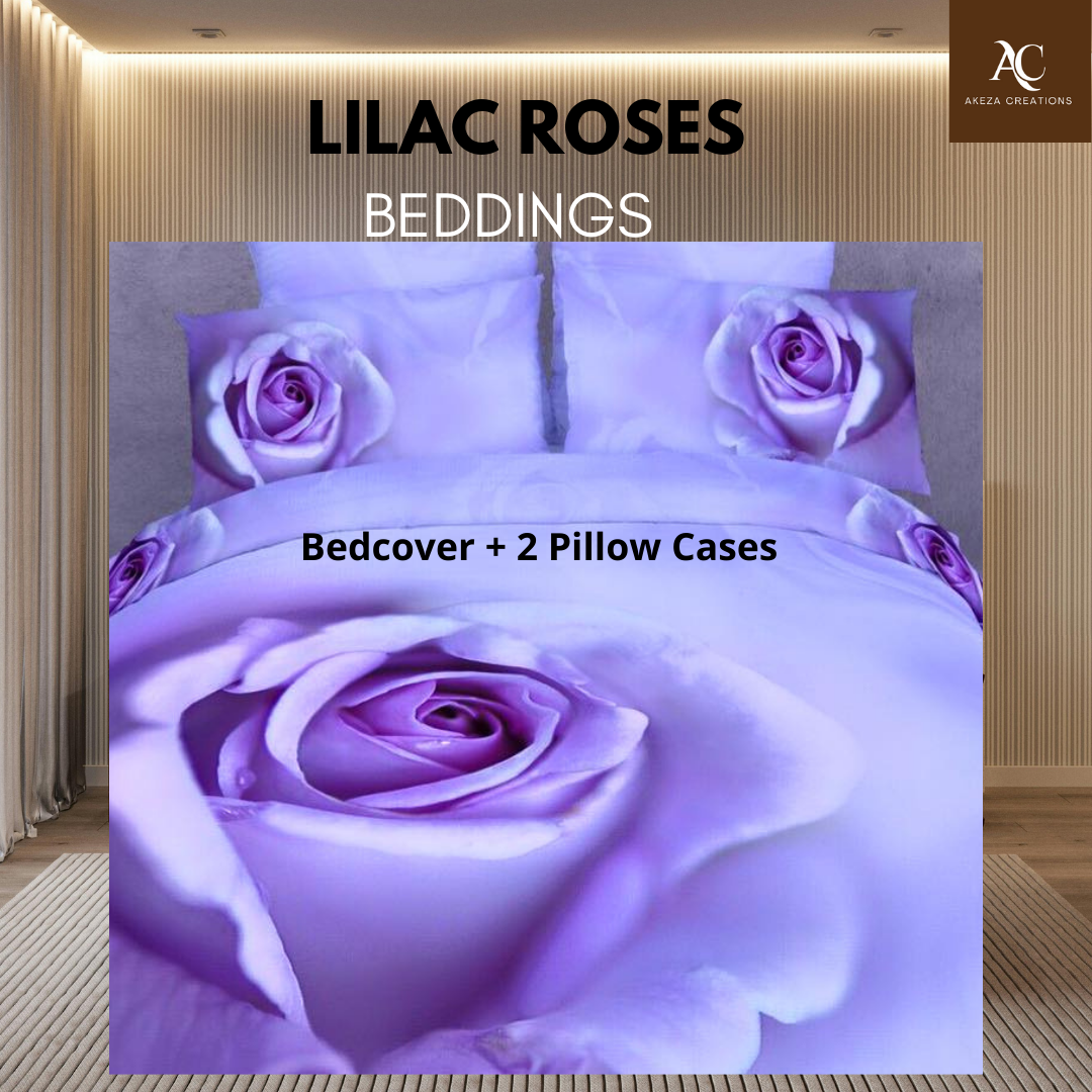 Lilac Roses Beddings Set BedCover plus 2 Pillow Cases
