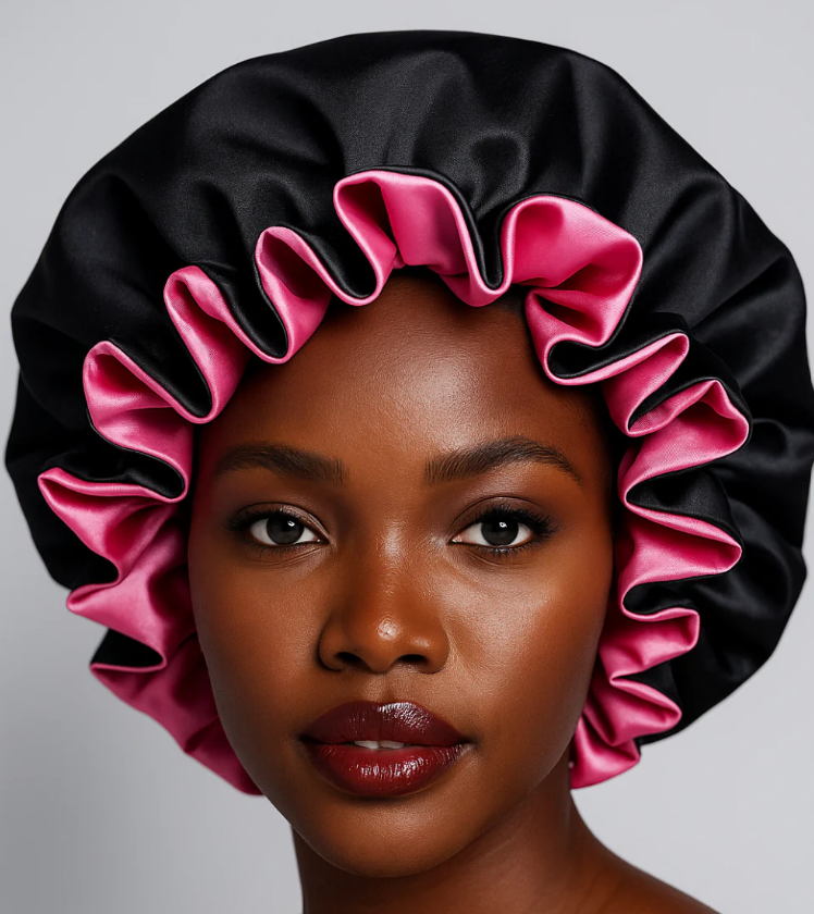 Ruffled SATIN BONNET - Hair Protection for Natural, Curly, and Afro Hair