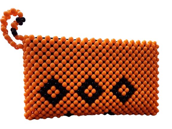 Orange and Black Beaded Purse