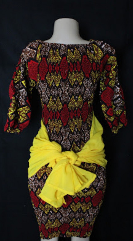 Spandex Ankara Dress With Side Chiffon Flaps