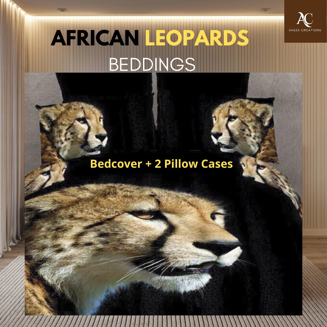 African Leopard Beddings Set BedCover plus 2 Pillow Cases