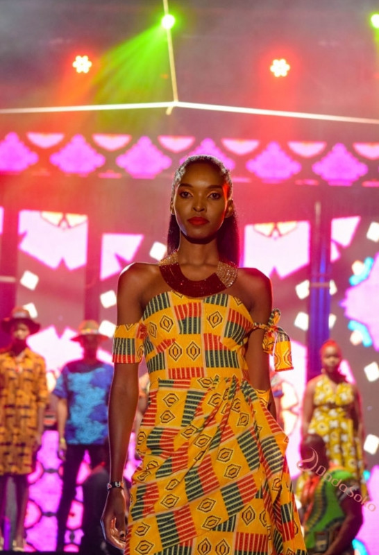 Ankara Pleated Yellow Half Dress