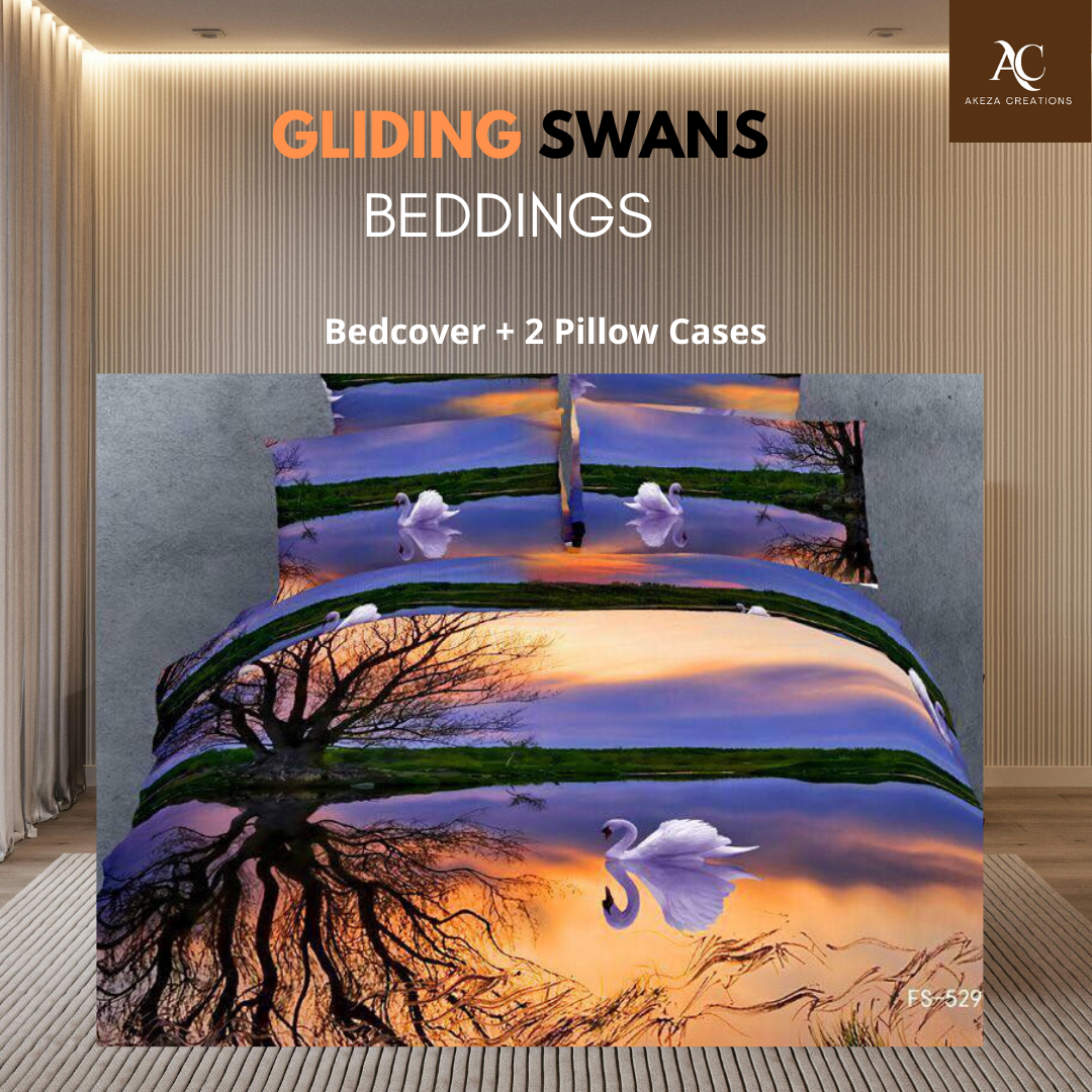Gliding Swan BedCover plus 2 Pillow Cases