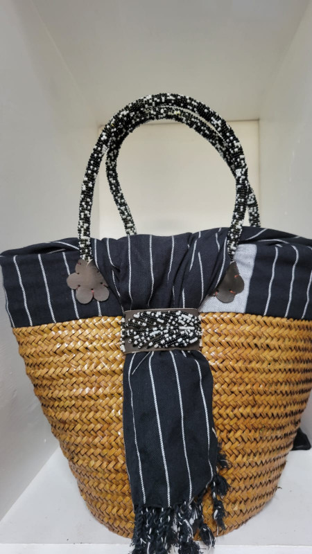 Kiondo Bag with Black and White Flower Design
