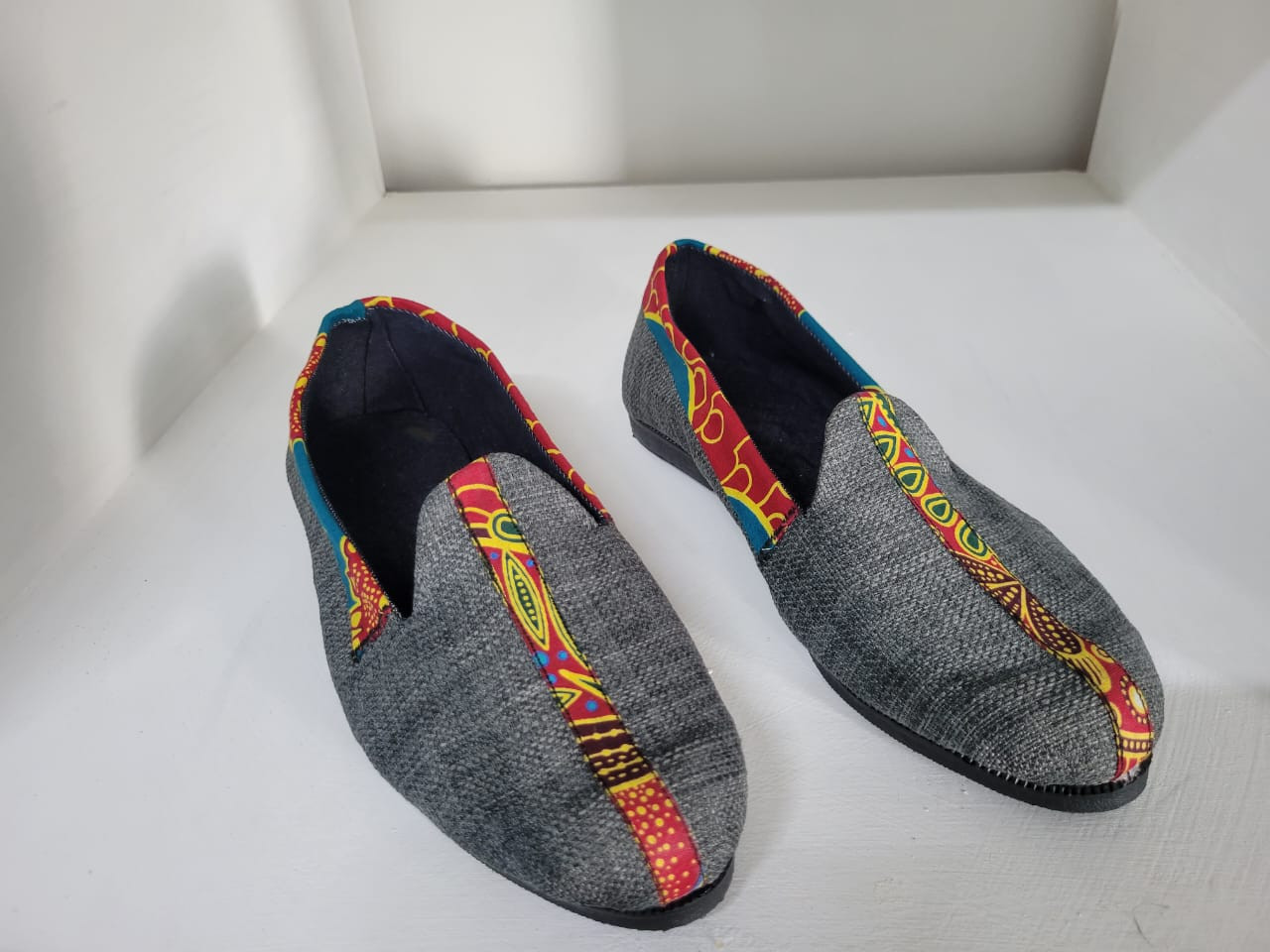 Ankara Patched shoes with a touch of Grey